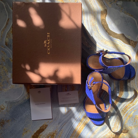 Coach • Lexey Cobalt Snakeskin Heels - Picture 2 of 8